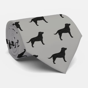 Black Labrador Retriever Silhouettes Pattern Grey Stropdas