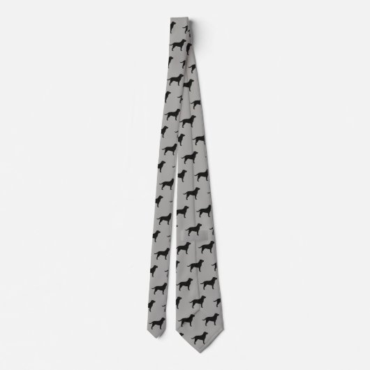 Black Labrador Retriever Silhouettes Pattern Grey Stropdas (Achterkant)