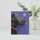 Black Labrador Retriever - Wens Op Een Ster Feestdagenkaart (Staand voorkant)