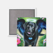 Black Labrador Retriever Wings Pet Memorial Magneet (Voorkant / Achterkant)