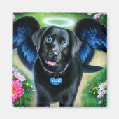 Black Labrador Retriever Wings Pet Memorial Magneet (Voorkant)