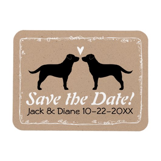 Black Labrador Retrievers Bruiloft Save the Date Magneet (Horizontaal)