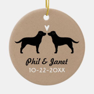 Black Labrador Retrievers Couple met Heart Custom Keramisch Ornament