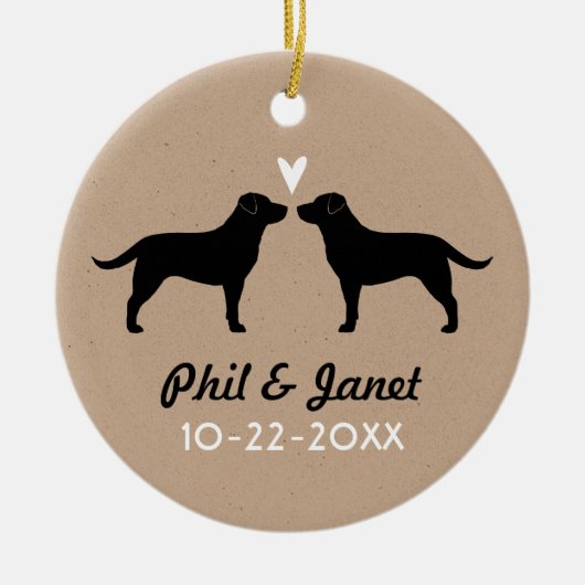 Black Labrador Retrievers Couple met Heart Custom Keramisch Ornament (Voorkant)
