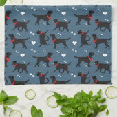 Black Labrador Retrievers Navy Blue Theedoek (Gevouwen)