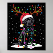 Black Labrador Santa Hat Reindeer Tree Lights Chri Poster (Voorkant)