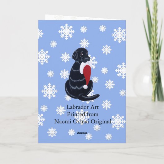 Black Labrador & Santa Hat Sneeuwvlok Kerstmis Feestdagen Kaart (Achterkant)