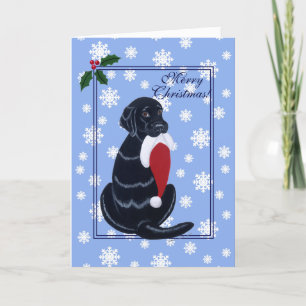 Black Labrador & Santa Hat Sneeuwvlok Kerstmis Feestdagen Kaart