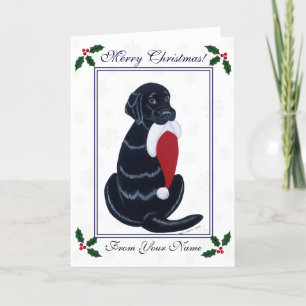 Black Labrador & Santa Hat Sneeuwvlok Kerstmis Feestdagen Kaart