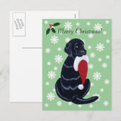 Black Labrador & Santa Hat Sneeuwvlok Kerstmis Feestdagenkaart (Voorkant / Achterkant)