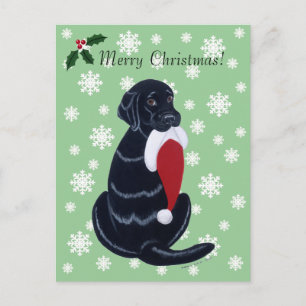 Black Labrador & Santa Hat Sneeuwvlok Kerstmis Feestdagenkaart