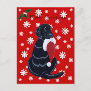 Black Labrador & Santa Hat Sneeuwvlok Kerstmis Feestdagenkaart