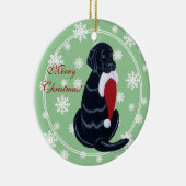 Black Labrador & Santa Hat Snowflake Kerstmis Keramisch Ornament (Rechts)