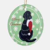 Black Labrador & Santa Hat Snowflake Kerstmis Keramisch Ornament (Links)