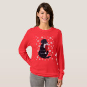 Black Labrador & Santa Hat Snowflake Kerstmis T-shirt (Voorkant volledig)
