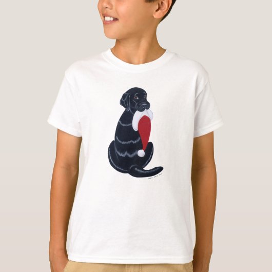 Black Labrador & Santa Hat Snowflake Kerstmis T-shirt (Voorkant)