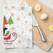 Black Labrador Silhouette kerstkledij Theedoek (Quarter Fold)