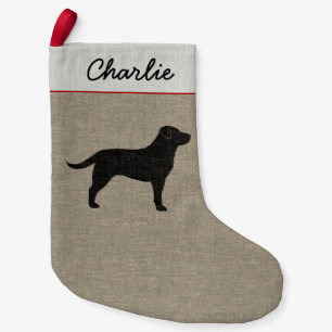 Black Labrador Silhouette Personalized Dog Holiday Kleine Kerstsok