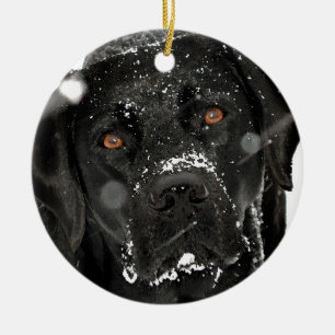 Black Labrador - SneeuwWereldbol Keramisch Ornament