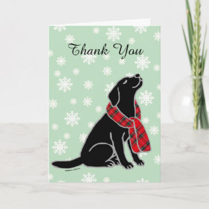 Black Labrador Tartan Scarf 2 Bedankkaart