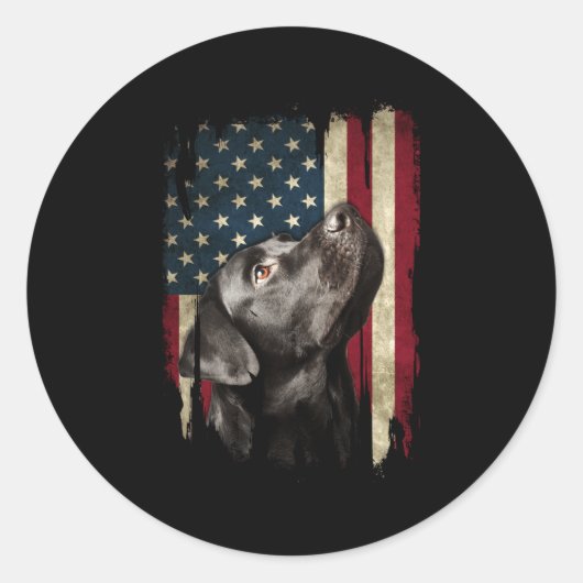 Black Labrador Usa Flag Lab Owner Duck Hunter Ronde Sticker (Voorkant)