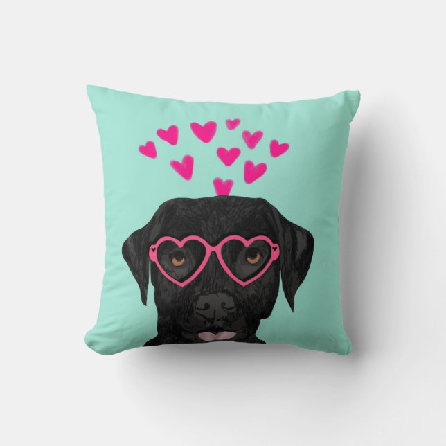 Black Labrador Valentijnse Love Pillow Kussen (Voorkant)