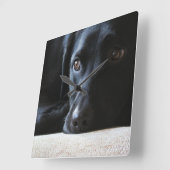 Black Labrador Vierkante Klok (Hoek)