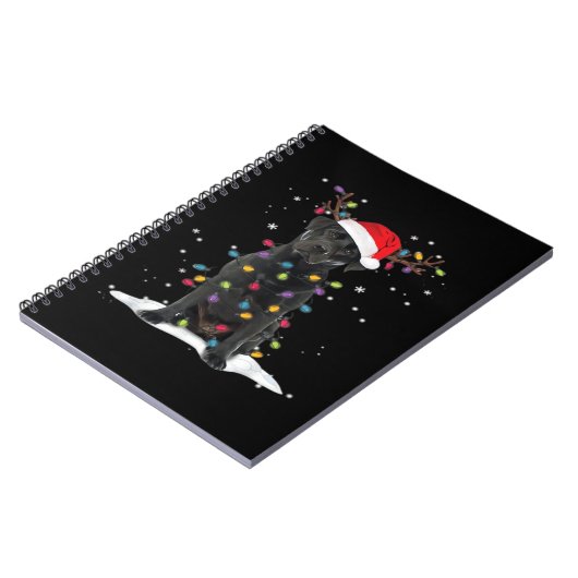 Black Labrador Xmas Dog Christmas Tree Light Class Notitieboek (Linkerzijde)