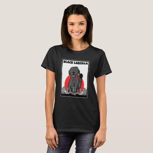 Black Labzilla Lab Labrador Retriever Dogs Trendy T-shirt (Voorkant volledig)