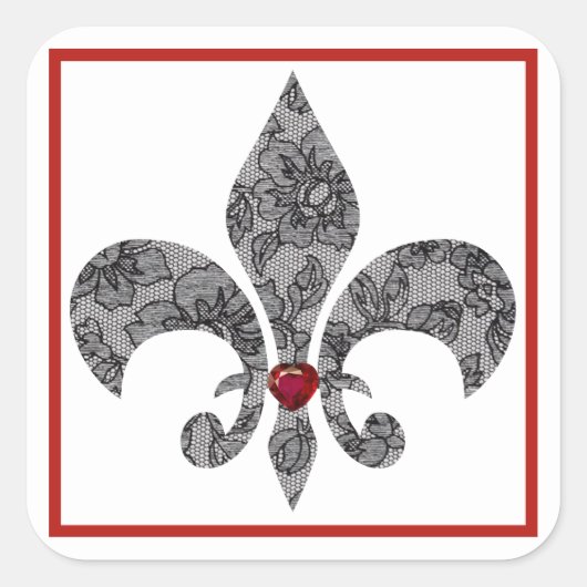 Black Lace 1 Fleur De Lis Sticker (Voorkant)