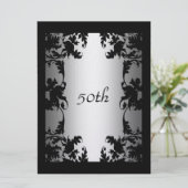 Black Lace 50th Birthday Party Invitation Black