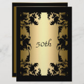 Black Lace 50th Birthday Party Invitation Black (Devant / Derrière)