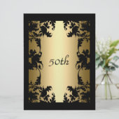 Black Lace 50th Birthday Party Invitation Black (Debout devant)