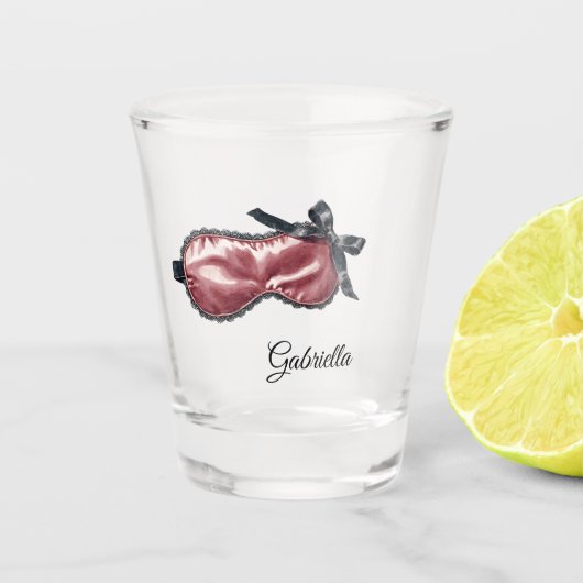 Black Lace Burgundy Mask Bow Shot Glas (Voorkant)