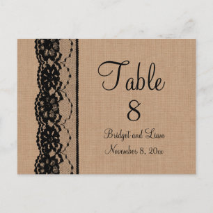 Black Lace & Burlap Numéro de table