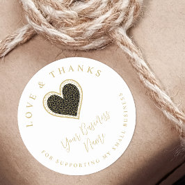 Black Lace Effect Heart Love & Thanks Supporting Ronde Sticker