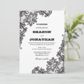 Black  Lace Elegant Wedding Kaart (Staand voorkant)