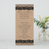 Black Lace en Burlap Wedding Programme Programma (Staand voorkant)
