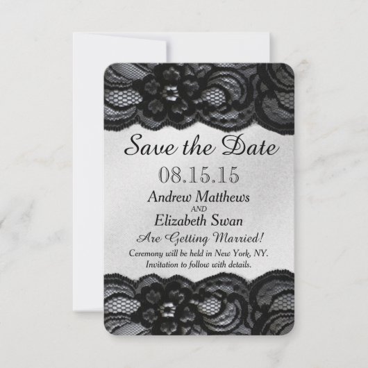 Black Lace et Satin Save the Date (Devant)