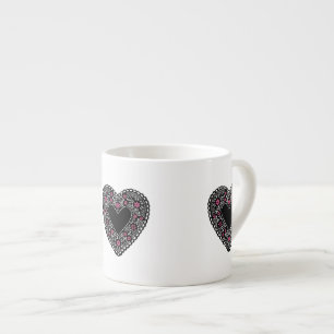 Black Lace Heart Espresso Kop