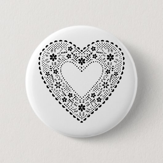 Black Lace Heart Ronde Button 5,7 Cm (Voorkant)