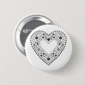 Black Lace Heart Ronde Button 5,7 Cm (Voorkant /achterkant)
