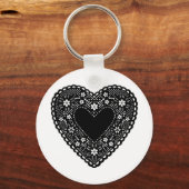Black Lace Heart Sleutelhanger (Voorkant)