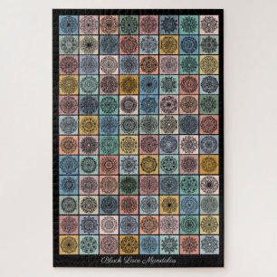 Black Lace Mandalas Applique Patchwork-ontwerp Legpuzzel