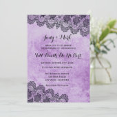 Black Lace Paars Gothic Wedding Kaart (Staand voorkant)