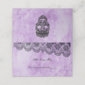 Black Lace Paars Gothic Wedding Table Place Card (Buitenkant ongevouwen)