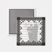 Black Lace Photo Square Magnet Magneet (Voorkant / Achterkant)