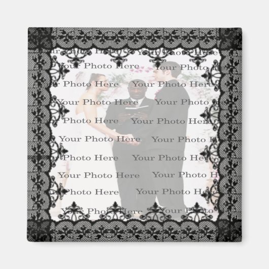 Black Lace Photo Square Magnet Magneet (Voorkant)