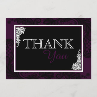 Black Lace Plum Modern Gothic Dank u Bedankkaart