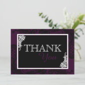 Black Lace Plum Modern Gothic Dank u Bedankkaart (Staand voorkant)
